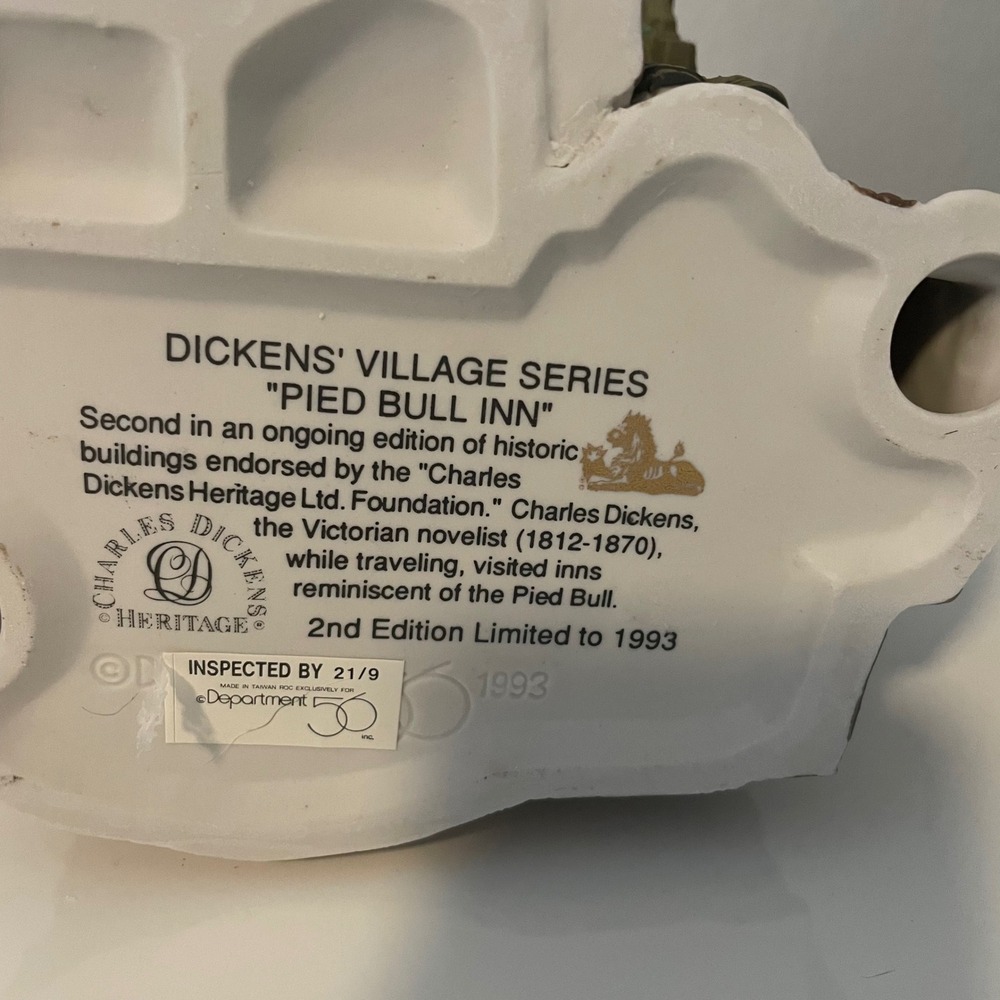 Department 56 Dickens Village Pied Bull Inn 2nd Edition 1993 5751-7 - Picture 5 of 7